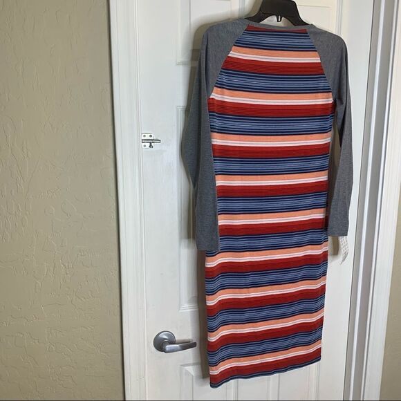 LulaRoe Debbie Multicolored Long Sleeve Striped Dress Size Small NWT - Picture 3 of 9
